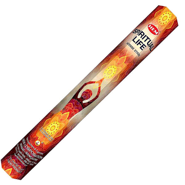 Packaging of Hem Hexagonal Pack Incense 20 Gr Spiritual Life with floral and geometric patterns.